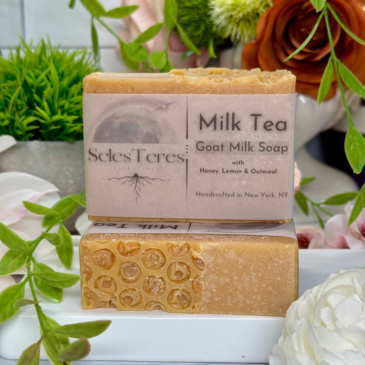 Milk Tea - Goat Milk Soap with Honey, Lemon & Oatmeal, Eczema, Sensitive and Problem Skin