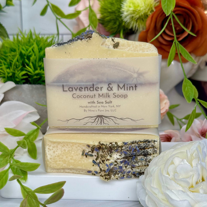 Lavender & Mint - Coconut Milk Soap with Sea Salt, Gentle Exfoliation