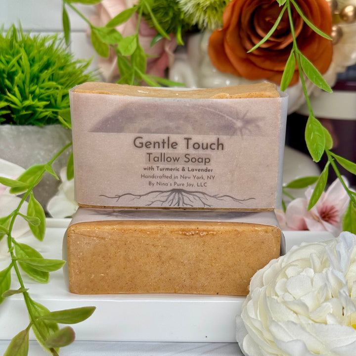 Gentle Touch - Tallow Soap with Turmeric, Lavender; Sensitive Skin, Eczema, Psoriasis, Hives.