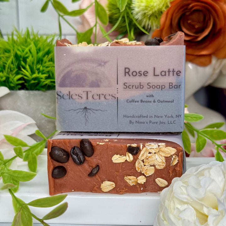 Rose Latte  - Scrub Soap Bar with Coffee, Oatmeal, Clay & Shea Butter