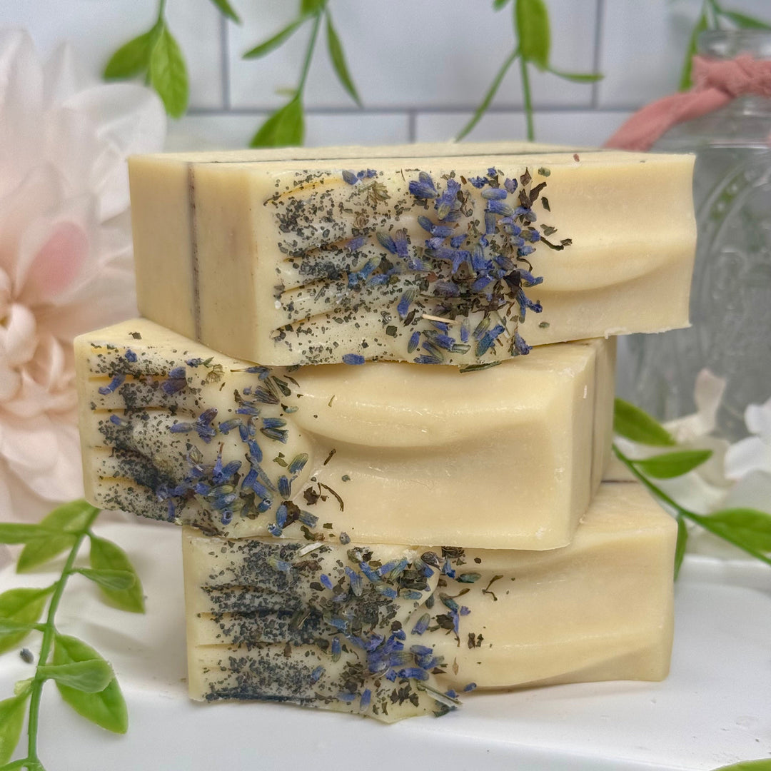 Lavender mint coconut milk soap, coconut milk sea salt soap, lavender mint soap, gentle exfoliation soap, handmade lavender mint coconut milk soap, moisturizing coconut milk soap with sea salt, soothing lavender mint sea salt soap, natural lavender mint soap, hydrating lavender mint coconut milk soap, sea salt exfoliating soap.