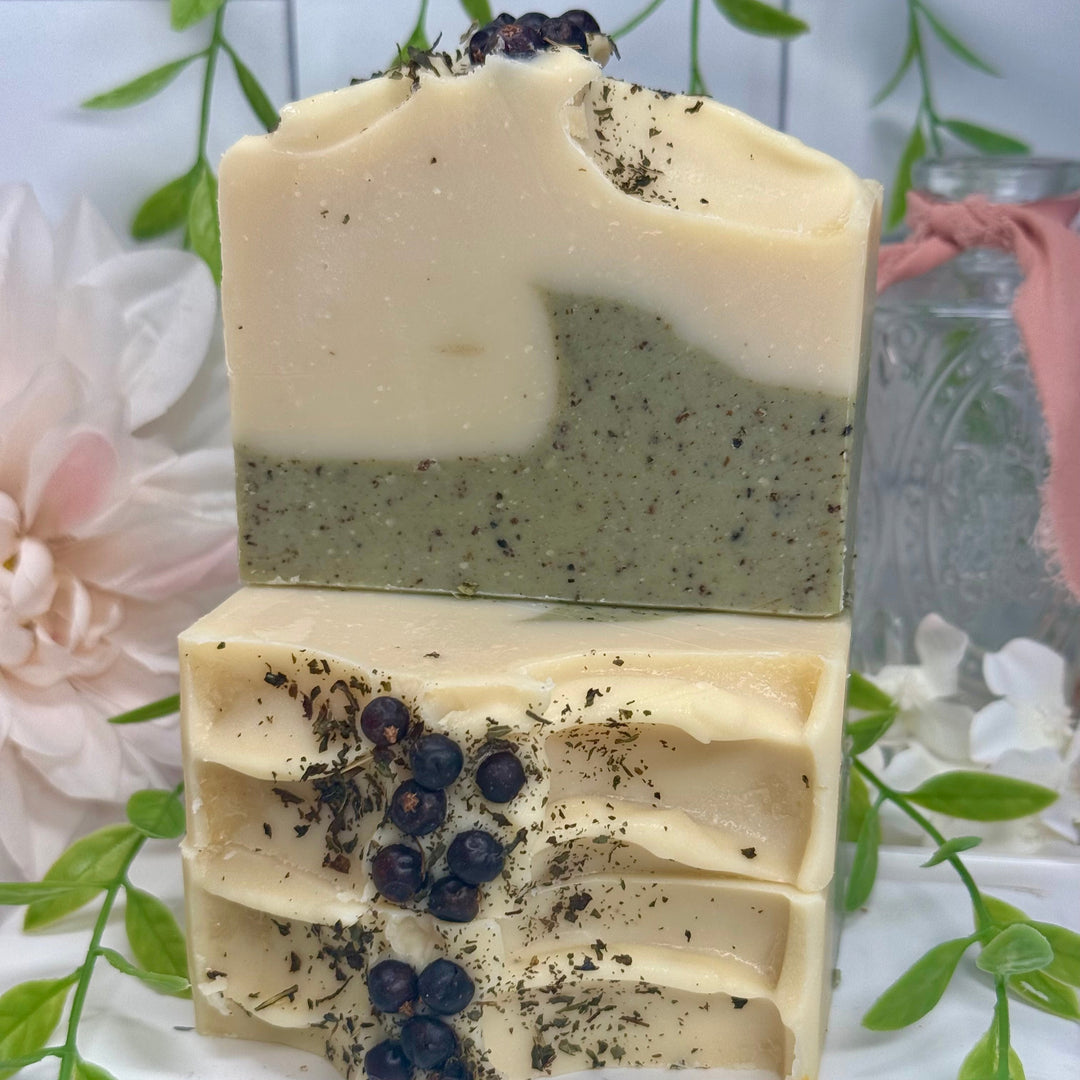 Rosemary Juniper shampoo bar, rosemary juniper body soap, coconut milk shampoo bar, cocoa butter body soap, handmade rosemary juniper shampoo bar, moisturizing rosemary juniper shampoo bar, nourishing coconut milk cocoa butter soap, natural rosemary juniper shampoo, hydrating rosemary juniper body soap, coconut milk cocoa butter soap.