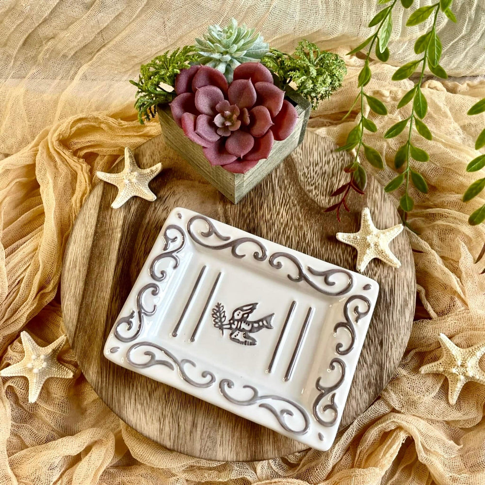 Soap Dish with a White-Washed Terracotta Finish - Nina's Pure Joy