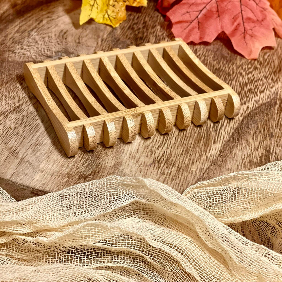 Self Draining Wooden Soap Dish | Wood Bar Soap Holder for Soap Sponge Dryer Bathroom - Nina's Pure Joy