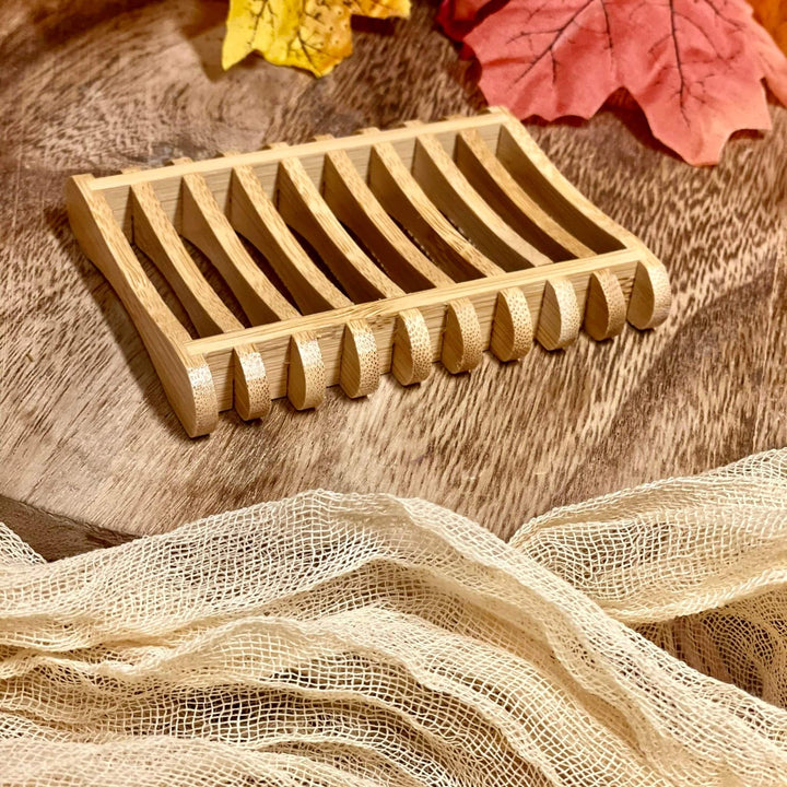 Self Draining Wooden Soap Dish | Wood Bar Soap Holder for Soap Sponge Dryer Bathroom - Nina's Pure Joy